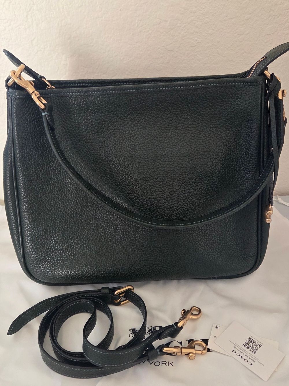 Coach Cary Amazon Green Pebble Leather Shoulder Bag Crossbody - Picture 2 of 12